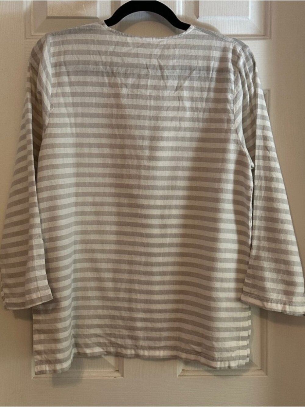tan white striped 100% cotton tunic top sizeXL - Picture 3 of 3